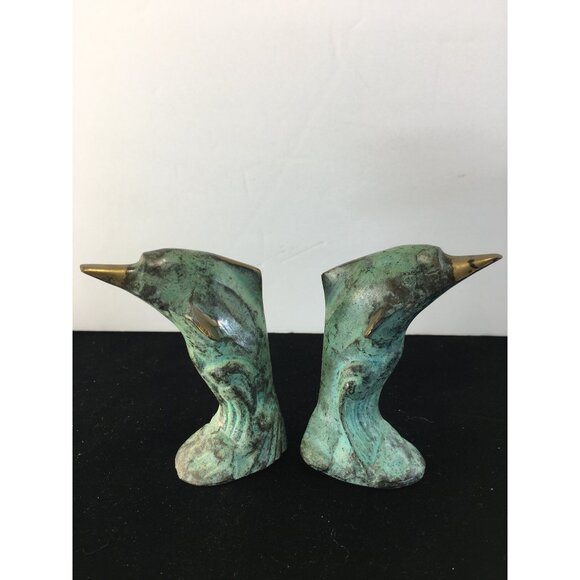 Vintage Solid Bronze Dolphins Figurines Sculptures Statue Home Decor - Set of 2 - Picture 12 of 16